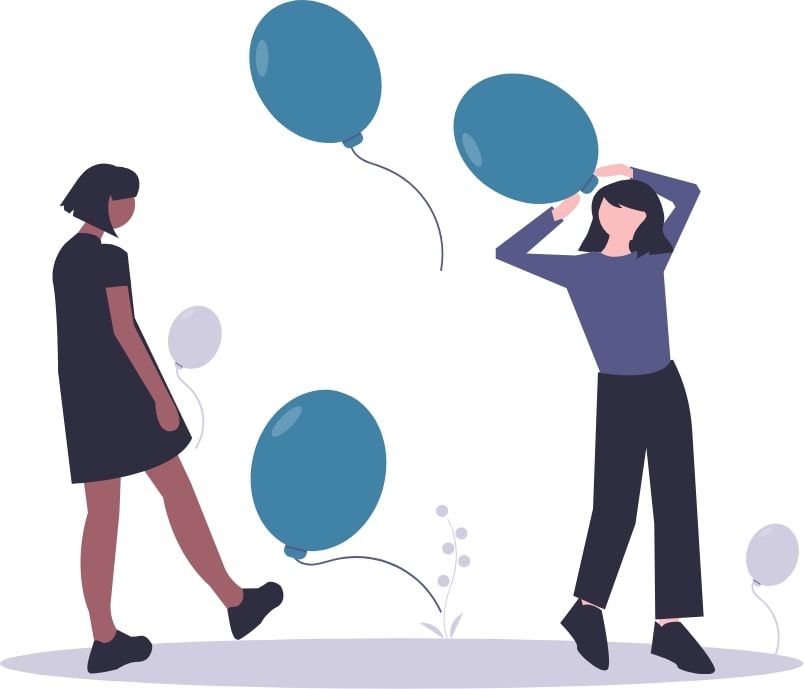personnes fêtardes avec des ballons