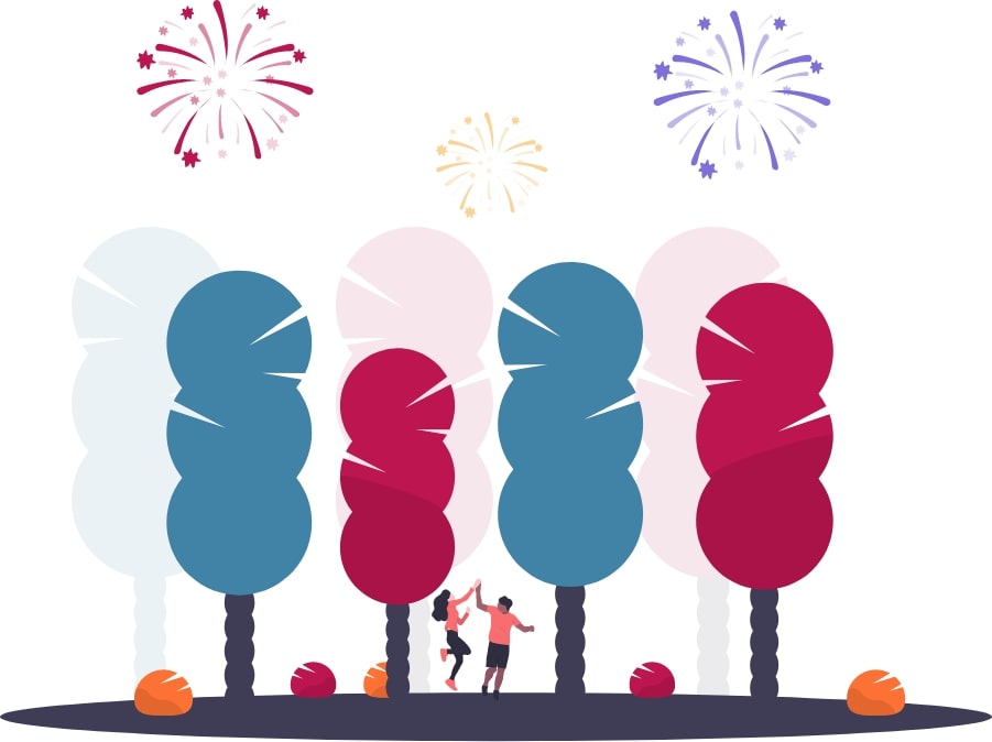 personnes dansant à un festival et feu d'artifice